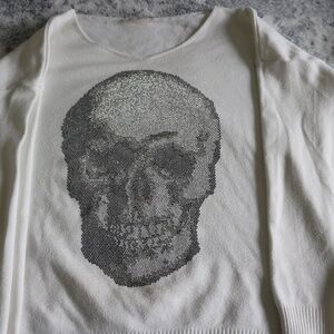 Pookie and Sebastian white skull women’s pullover
